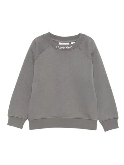 Calvin Klein Logo-embroidered Sweatshirt In Gray