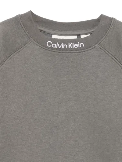 Calvin Klein Logo-embroidered Sweatshirt In Gray