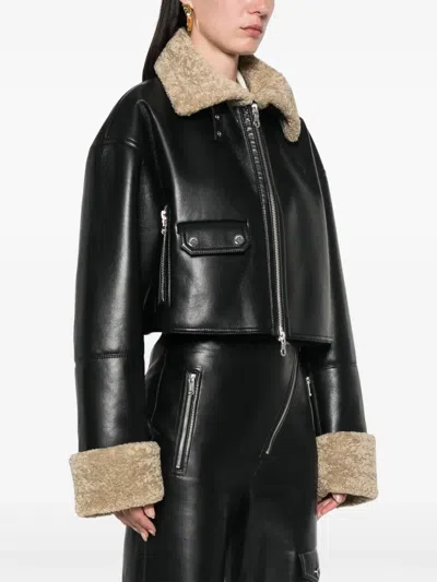 Nanushka Jemma Jacket Shearling Trim In Black