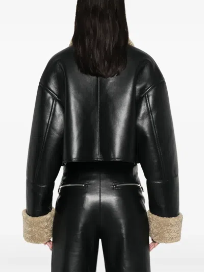 Nanushka Jemma Jacket Shearling Trim In Black