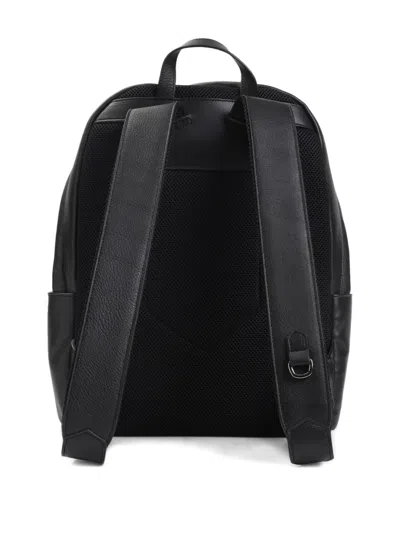Canali Zip Leather Backpack In Black