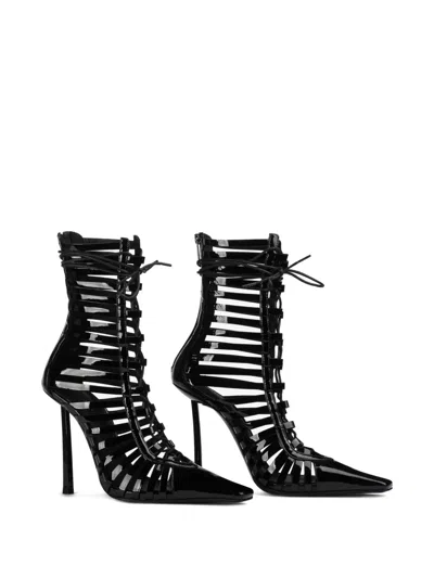 Le Silla Strappy Leather Boots In Black