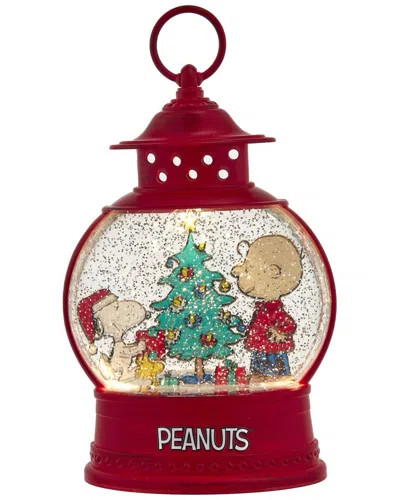 Kurt Adler Peanuts Battery Operated Usb Light Up Snoopy & Charlie Brown Lantern In Red