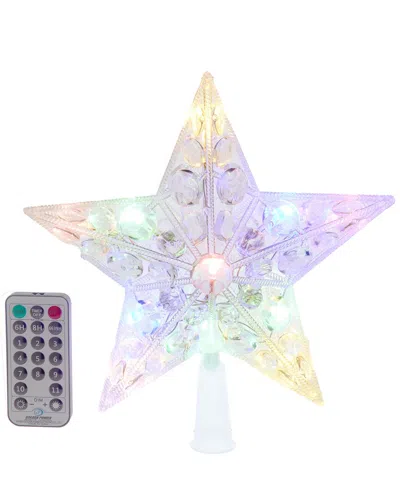 Kurt Adler 8.65-inch 11-light Dual Color Led With Color Effect Remote Control Star Tree Topper In Multi