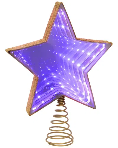 Kurt Adler 11.5-inch Ul 22-light Multicolor Infinity Effect Smd Led Gold Glitter 5-point Star Tree T In Purple