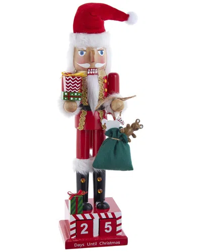 Kurt Adler Wooden 15-inch Santa Calendar Nutcracker In Red