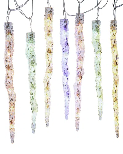 Kurt Adler Ul 60-light Dual Color Multicolor/warm White Led 12pc Icicle String Light Set