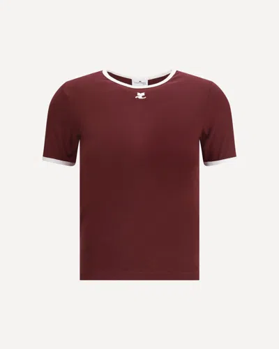 Courrèges Courreges Women Cotton T-shirt With Contrasting Trim In Red