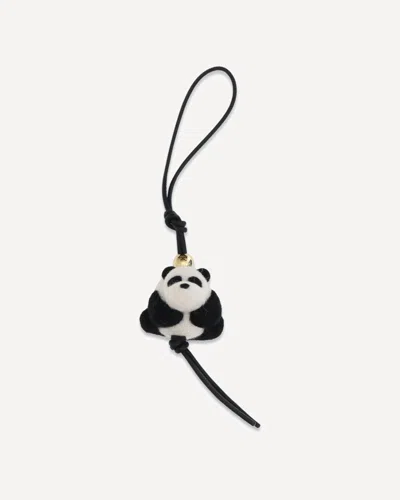 Loewe Panda Pendant In Felt And Leather Women In Black