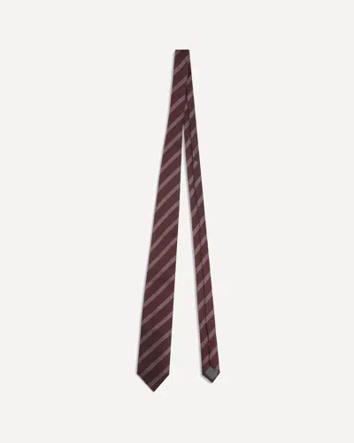 Brunello Cucinelli Striped Silk Tie In Burgundy