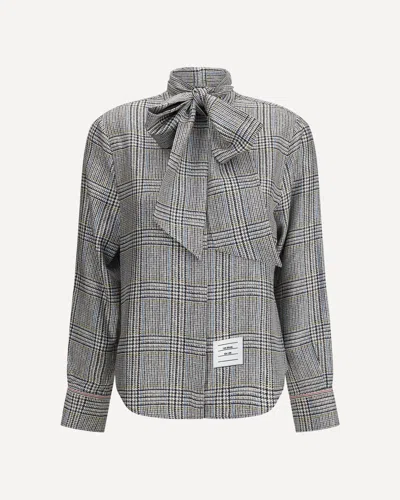 Thom Browne Hunting Tweed Silk Twill Shirt In Gray