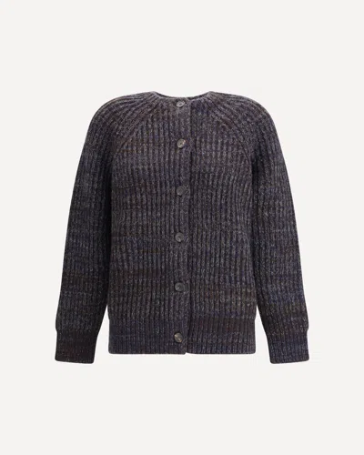 Prada Crew Neck Sweater With Button Closure In Gray