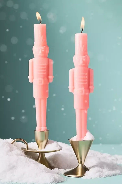 Anthropologie Nutcracker Taper Candles, Set Of 2 In Pink