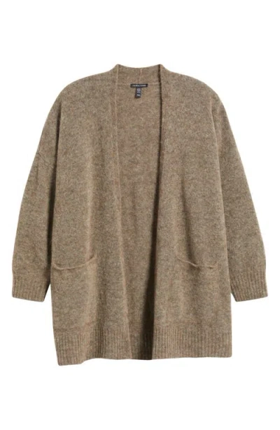 Eileen Fisher Open Front Brushed Cardigan In Brown