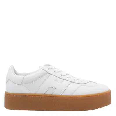 Hogan Stylish Leather Sneakers Platform Sole In White