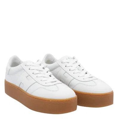 Hogan Stylish Leather Sneakers Platform Sole In White