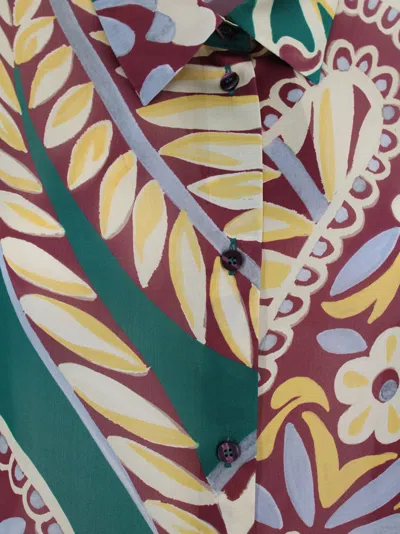 Etro Floral Paisley Print Long Sleeve Silk Top In Green