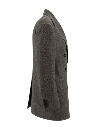Tagliatore Tailored Double-breasted Wool Jacket In Gray
