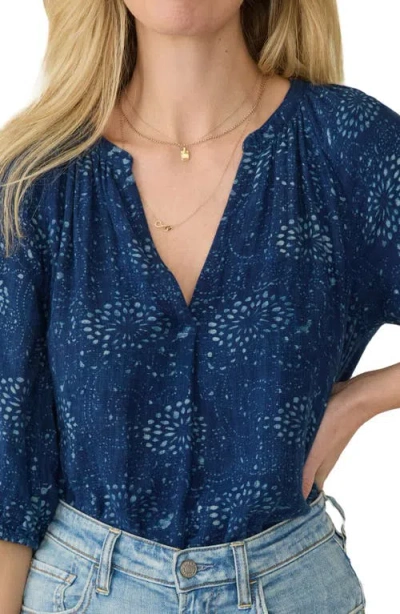 Faherty Seacliff Print Organic Cotton Top In Blue
