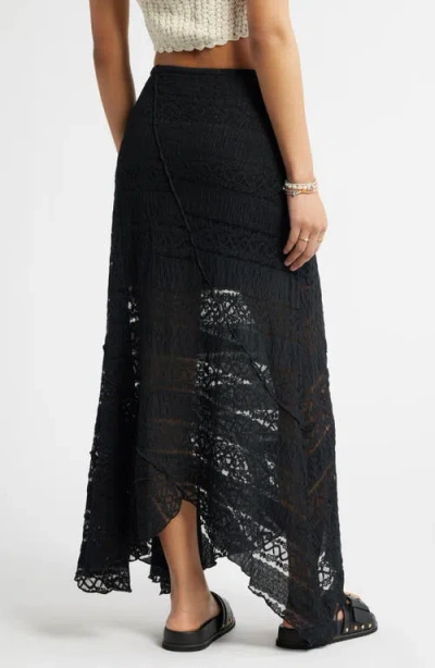 Bp. Asymmetric Lace Midi Skirt In Black
