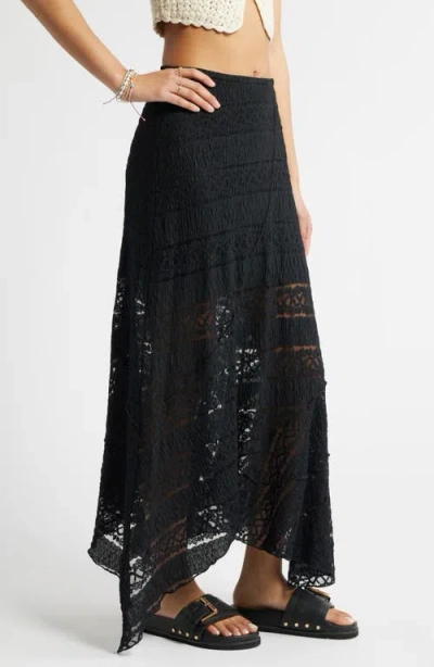 Bp. Asymmetric Lace Midi Skirt In Black