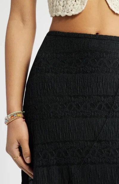 Bp. Asymmetric Lace Midi Skirt In Black
