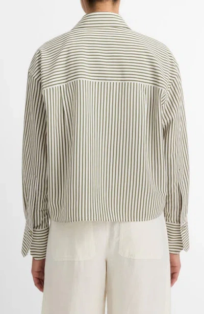 Vince Stripe Cropped Button-front Top