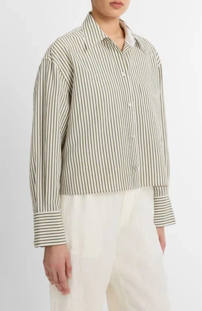Vince Stripe Cropped Button-front Top