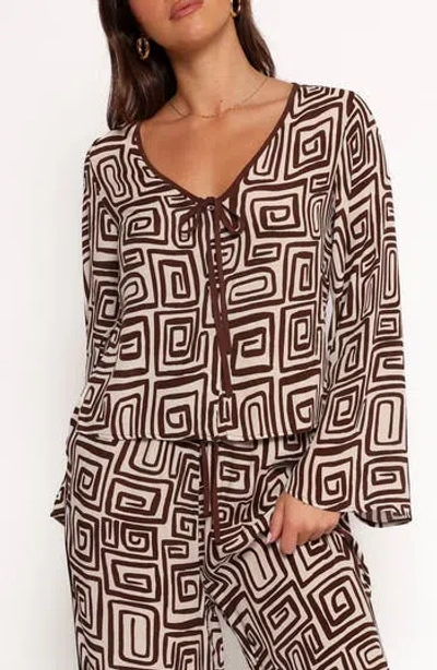 Petal And Pup Petal & Pup Imogen Abstract Print Long Sleeve Top In Multi