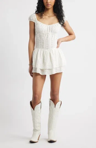 Bp. Eyelet Layered Ruffle Romper In White