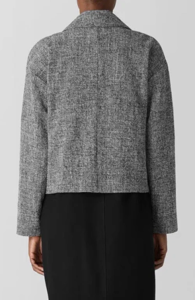 Eileen Fisher Double Breasted Stretch Organic Cotton Short Blazer In Gray