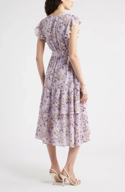 Chelsea28 Flutter Sleeve Faux Wrap Midi Dress