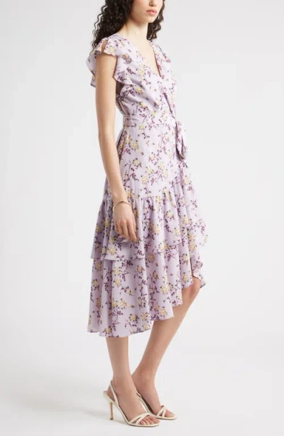 Chelsea28 Flutter Sleeve Faux Wrap Midi Dress