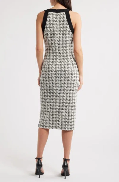 Black Halo Aura Houndstooth Midi Dress In Classic Luxe
