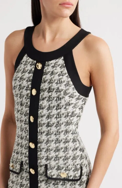 Black Halo Aura Houndstooth Midi Dress In Classic Luxe