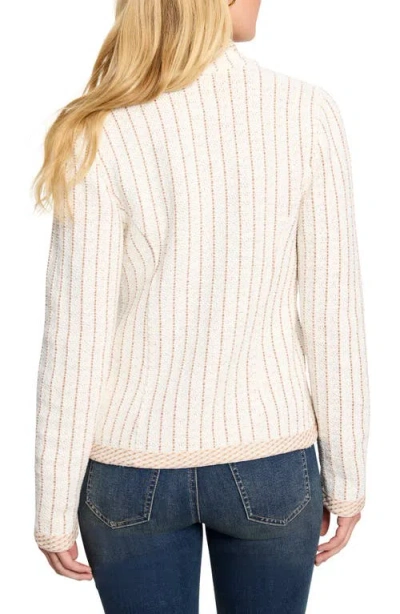 Nic + Zoe Nic+zoe Notch Collar Stripe Knit Jacket In Multi