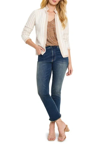 Nic + Zoe Nic+zoe Notch Collar Stripe Knit Jacket In Multi