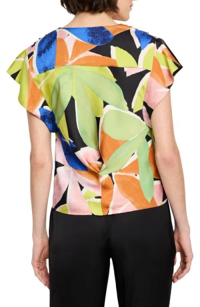 Nic + Zoe Nic+zoe Mega Blooms Flutter Sleeve Top In Multi