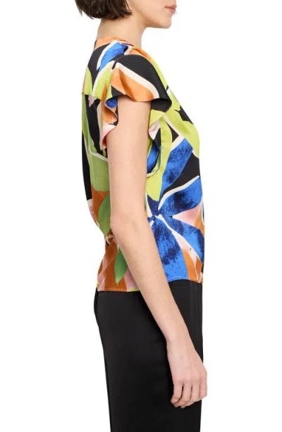 Nic + Zoe Nic+zoe Mega Blooms Flutter Sleeve Top In Multi