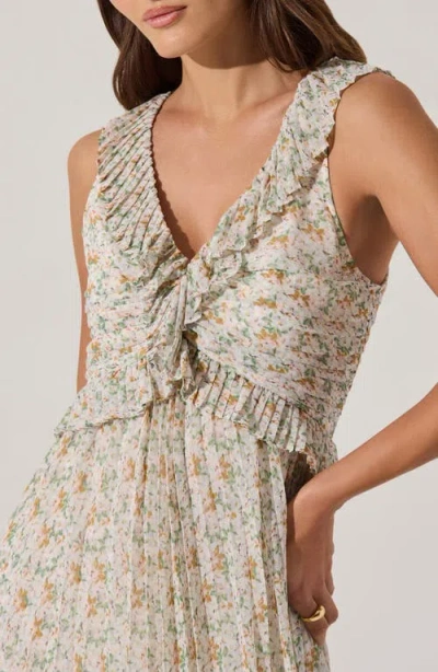 Astr The Label Ruffle Pleated Midi Sundress In Multi