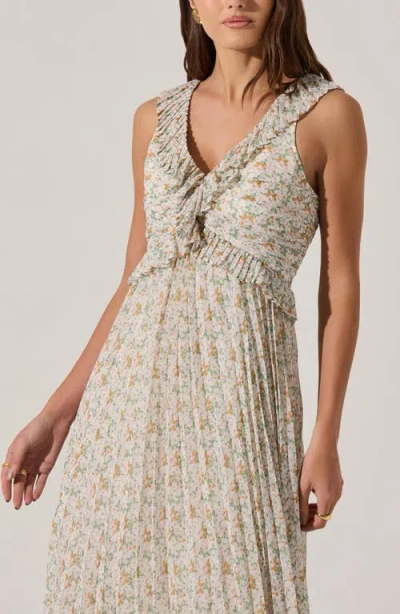 Astr The Label Ruffle Pleated Midi Sundress In Multi