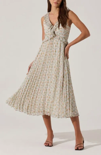 Astr The Label Ruffle Pleated Midi Sundress In Multi