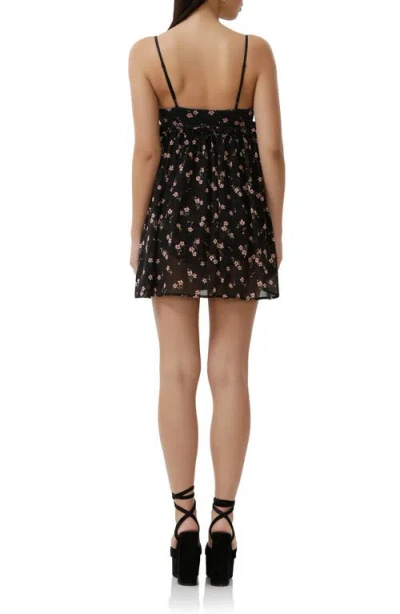 Afrm Aria Floral Mesh Babydoll Minidress