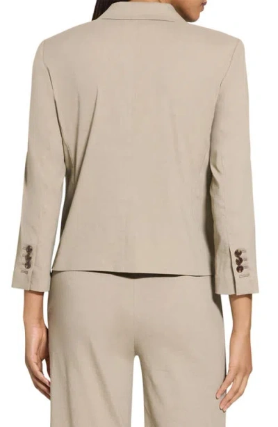 Theory Shrunked Crop Linen Blend Blazer In Brown