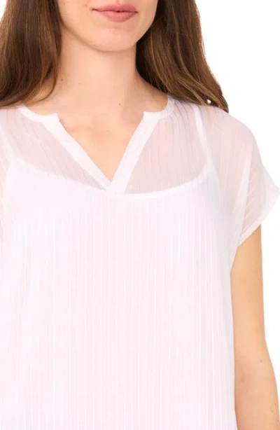 Halogen ® Sheer Stripe Popover Top In White