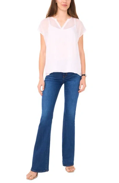 Halogen ® Sheer Stripe Popover Top In White