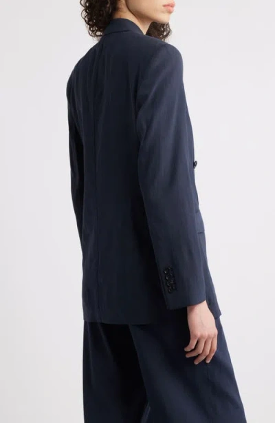 Hugo Boss Regular-fit Long-length Jacket In Denim-effect Twill In Blue