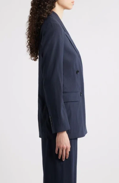 Hugo Boss Regular-fit Long-length Jacket In Denim-effect Twill In Blue