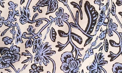 Two By Vince Camuto Floral Off The Shoulder Button-up Top In Blue