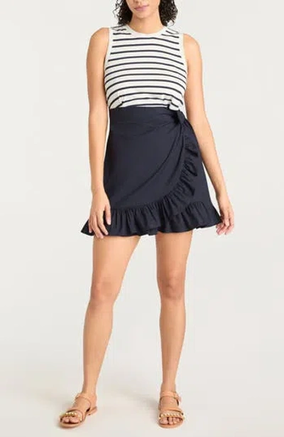 Cinq À Sept Mahlia Stripe Ruffle Minidress In Blue